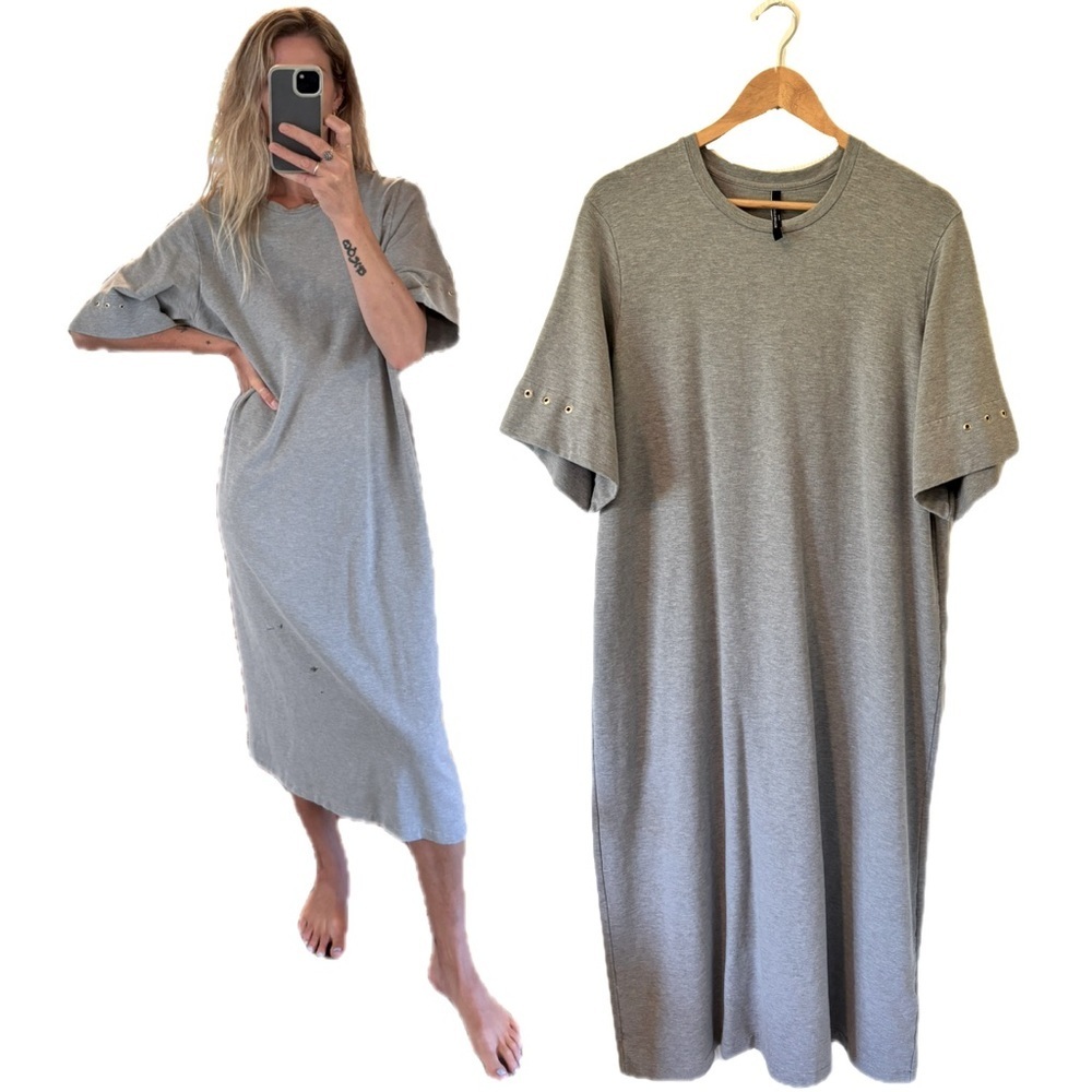 Mother of Pearl No Frills Grey Organic Cotton T Shirt Jersey Maxi Midi Dress